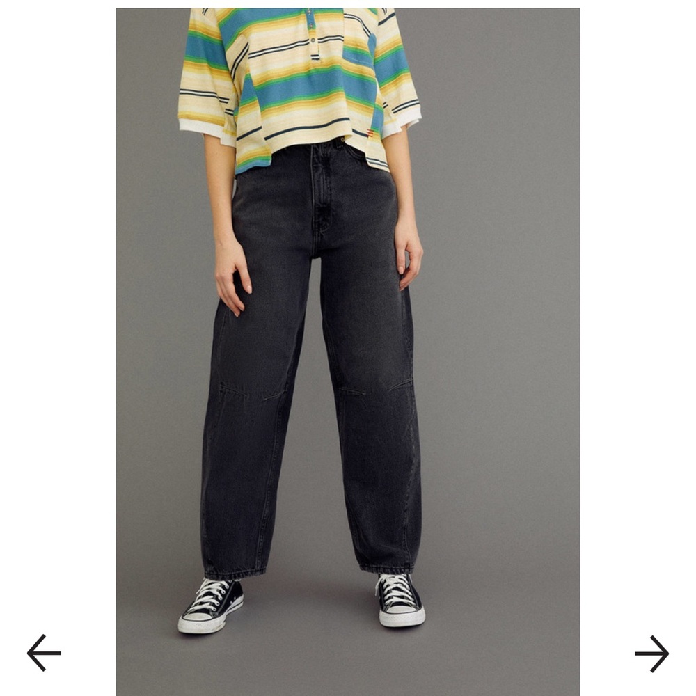 NWT BDGashed  Urban Outfitters RIh Barrel Extreme Baggy Jean - WBlack Denim